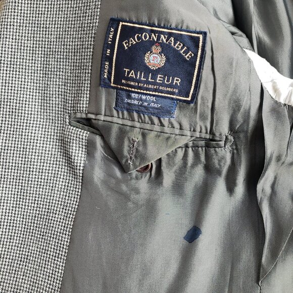 Faconnable 3 Button Houndstooth Blazer Men's 42 R Made in Italy - Picture 4 of 8